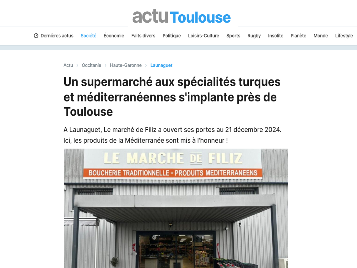 Article sur notre supermarché spécialisé en Méditerranée et Turquie